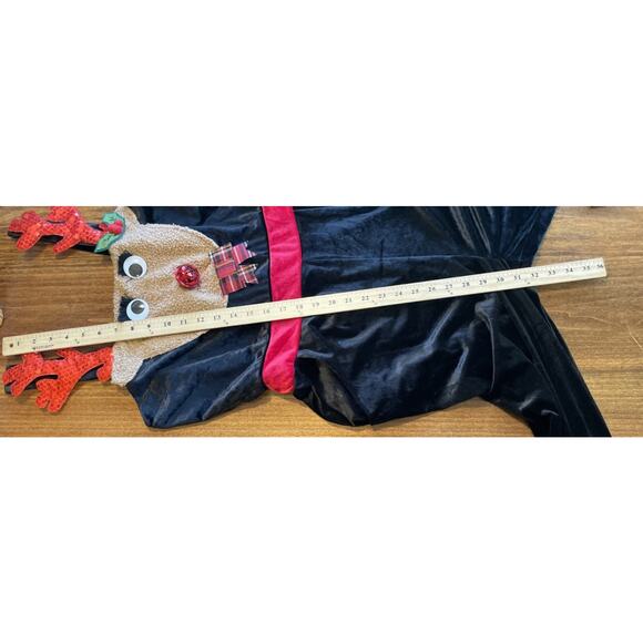 No Boundaries Size L (11-13) Black Velour Reindeer Holiday Christmas Jumpsuit - Picture 8 of 8